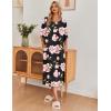 image:imageEkouaer Womens Nightgown Short Sleeve Sleepshirt Long Loungewear Casual Maxi Lounge Dress House Dresses with PocketsFlower Black