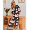image:imageEkouaer Womens Nightgown Short Sleeve Sleepshirt Long Loungewear Casual Maxi Lounge Dress House Dresses with PocketsFlower Black