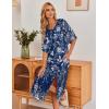 image:imageEkouaer Womens Nightgown Short Sleeve Sleepshirt Long Loungewear Casual Maxi Lounge Dress House Dresses with PocketsFlower Navy