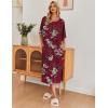 image:imageEkouaer Womens Nightgown Short Sleeve Sleepshirt Long Loungewear Casual Maxi Lounge Dress House Dresses with PocketsFlower Wine Red