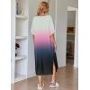 image:imageEkouaer Womens Nightgown Short Sleeve Sleepshirt Long Loungewear Casual Maxi Lounge Dress House Dresses with PocketsGradients