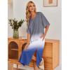 image:imageEkouaer Womens Nightgown Short Sleeve Sleepshirt Long Loungewear Casual Maxi Lounge Dress House Dresses with PocketsGradients Grey