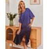 image:imageEkouaer Womens Nightgown Short Sleeve Sleepshirt Long Loungewear Casual Maxi Lounge Dress House Dresses with PocketsGradients Purple