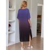 image:imageEkouaer Womens Nightgown Short Sleeve Sleepshirt Long Loungewear Casual Maxi Lounge Dress House Dresses with PocketsGradients Purple