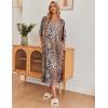 image:imageEkouaer Womens Nightgown Short Sleeve Sleepshirt Long Loungewear Casual Maxi Lounge Dress House Dresses with PocketsLeopard