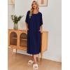 image:imageEkouaer Womens Nightgown Short Sleeve Sleepshirt Long Loungewear Casual Maxi Lounge Dress House Dresses with PocketsNavy Blue