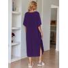 image:imageEkouaer Womens Nightgown Short Sleeve Sleepshirt Long Loungewear Casual Maxi Lounge Dress House Dresses with PocketsPurple