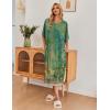 image:imageEkouaer Womens Nightgown Short Sleeve Sleepshirt Long Loungewear Casual Maxi Lounge Dress House Dresses with PocketsRetro Ethnic Print