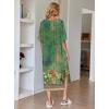 image:imageEkouaer Womens Nightgown Short Sleeve Sleepshirt Long Loungewear Casual Maxi Lounge Dress House Dresses with PocketsRetro Ethnic Print