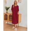 image:imageEkouaer Womens Nightgown Short Sleeve Sleepshirt Long Loungewear Casual Maxi Lounge Dress House Dresses with PocketsWine Red