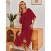 image:imageEkouaer Womens Nightgown Short Sleeve Sleepshirt Long Loungewear Casual Maxi Lounge Dress House Dresses with PocketsWine Red
