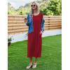 image:imageEkouaer Womens Nightgown Short Sleeve Sleepshirt Long Loungewear Casual Maxi Lounge Dress House Dresses with PocketsWine Red