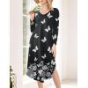 image:imageEkouaer Womens Nightgown V Neck Nightshirts Long Sleeve Sleepwear with Pockets S4XLBlack Butterfly