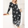 image:imageEkouaer Womens Nightgown V Neck Nightshirts Long Sleeve Sleepwear with Pockets S4XLBlack Butterfly