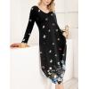 image:imageEkouaer Womens Nightgown V Neck Nightshirts Long Sleeve Sleepwear with Pockets S4XLBlack Butterfly Flower