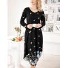 image:imageEkouaer Womens Nightgown V Neck Nightshirts Long Sleeve Sleepwear with Pockets S4XLBlack Butterfly Flower