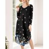 image:imageEkouaer Womens Nightgown V Neck Nightshirts Long Sleeve Sleepwear with Pockets S4XLBlack Butterfly Flower