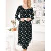 image:imageEkouaer Womens Nightgown V Neck Nightshirts Long Sleeve Sleepwear with Pockets S4XLBlack Daisy