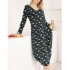 image:imageEkouaer Womens Nightgown V Neck Nightshirts Long Sleeve Sleepwear with Pockets S4XLBlack Daisy