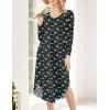 image:imageEkouaer Womens Nightgown V Neck Nightshirts Long Sleeve Sleepwear with Pockets S4XLBlack Daisy