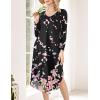 image:imageEkouaer Womens Nightgown V Neck Nightshirts Long Sleeve Sleepwear with Pockets S4XLBlack Flower