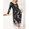 image:imageEkouaer Womens Nightgown V Neck Nightshirts Long Sleeve Sleepwear with Pockets S4XLBlack Flower