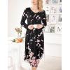 image:imageEkouaer Womens Nightgown V Neck Nightshirts Long Sleeve Sleepwear with Pockets S4XLBlack Flower
