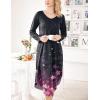 image:imageEkouaer Womens Nightgown V Neck Nightshirts Long Sleeve Sleepwear with Pockets S4XLBlack Sakura