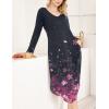 image:imageEkouaer Womens Nightgown V Neck Nightshirts Long Sleeve Sleepwear with Pockets S4XLBlack Sakura