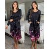 image:imageEkouaer Womens Nightgown V Neck Nightshirts Long Sleeve Sleepwear with Pockets S4XLBlack Sakura