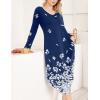 image:imageEkouaer Womens Nightgown V Neck Nightshirts Long Sleeve Sleepwear with Pockets S4XLBlue Flower