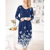 image:imageEkouaer Womens Nightgown V Neck Nightshirts Long Sleeve Sleepwear with Pockets S4XLBlue Flower