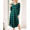 image:imageEkouaer Womens Nightgown V Neck Nightshirts Long Sleeve Sleepwear with Pockets S4XLPlaid Green