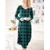 image:imageEkouaer Womens Nightgown V Neck Nightshirts Long Sleeve Sleepwear with Pockets S4XLPlaid Green
