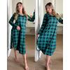 image:imageEkouaer Womens Nightgown V Neck Nightshirts Long Sleeve Sleepwear with Pockets S4XLPlaid Green