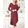 image:imageEkouaer Womens Nightgown V Neck Nightshirts Long Sleeve Sleepwear with Pockets S4XLPlaid Red