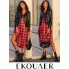 image:imageEkouaer Womens Nightgown V Neck Nightshirts Long Sleeve Sleepwear with Pockets S4XLPlaid Red Black