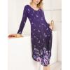 image:imageEkouaer Womens Nightgown V Neck Nightshirts Long Sleeve Sleepwear with Pockets S4XLPurple Floral