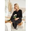 image:imageEkouaer Womens Nightgown VNeck Loungewear Long Sleeve Sleepwear Full Length Nightgown for Women S4XLAll Black