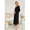 image:imageEkouaer Womens Nightgown VNeck Loungewear Long Sleeve Sleepwear Full Length Nightgown for Women S4XLAll Black