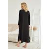 image:imageEkouaer Womens Nightgown VNeck Loungewear Long Sleeve Sleepwear Full Length Nightgown for Women S4XLAll Black