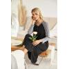 image:imageEkouaer Womens Nightgown VNeck Loungewear Long Sleeve Sleepwear Full Length Nightgown for Women S4XLBlack