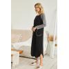 image:imageEkouaer Womens Nightgown VNeck Loungewear Long Sleeve Sleepwear Full Length Nightgown for Women S4XLBlack