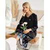 image:imageEkouaer Womens Nightgown VNeck Loungewear Long Sleeve Sleepwear Full Length Nightgown for Women S4XLBlack Butterfly