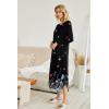 image:imageEkouaer Womens Nightgown VNeck Loungewear Long Sleeve Sleepwear Full Length Nightgown for Women S4XLBlack Butterfly