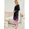 image:imageEkouaer Womens Nightgown VNeck Loungewear Long Sleeve Sleepwear Full Length Nightgown for Women S4XLBlack Pink Sakura