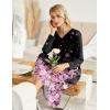 image:imageEkouaer Womens Nightgown VNeck Loungewear Long Sleeve Sleepwear Full Length Nightgown for Women S4XLBlack Pink Sakura