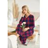 image:imageEkouaer Womens Nightgown VNeck Loungewear Long Sleeve Sleepwear Full Length Nightgown for Women S4XLBlue  Black Plaid