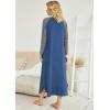 image:imageEkouaer Womens Nightgown VNeck Loungewear Long Sleeve Sleepwear Full Length Nightgown for Women S4XLBlue