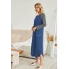 image:imageEkouaer Womens Nightgown VNeck Loungewear Long Sleeve Sleepwear Full Length Nightgown for Women S4XLBlue